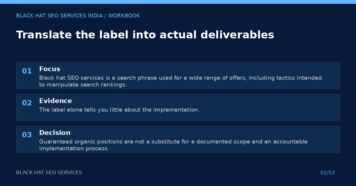 Translate the label into actual deliverables — visual summary
