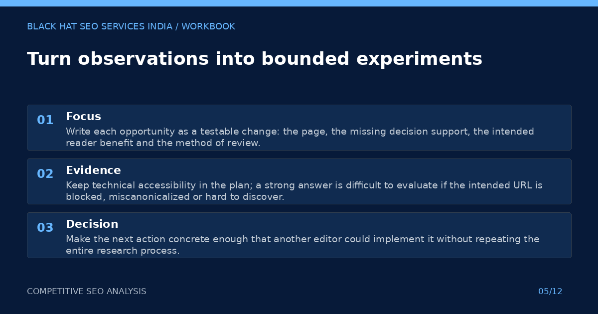 Turn observations into bounded experiments — visual summary