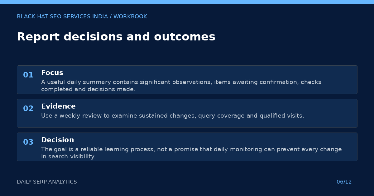 Report decisions and outcomes — visual summary